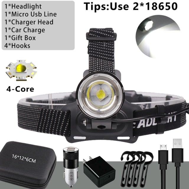 Newest Waterproof XHP199 16-Core Super Bright Powerful Lantern Headlamp XHP110 LED USB Flashlight XHP50 Headlight Rechargeable 18650 Zoom Torch Light