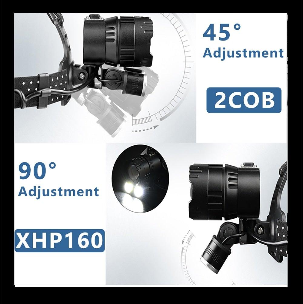 Newest Waterproof XHP199 16-Core Super Bright Powerful Lantern Headlamp XHP110 LED USB Flashlight XHP50 Headlight Rechargeable 18650 Zoom Torch Light