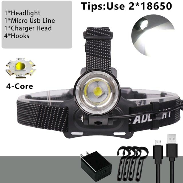 Newest Waterproof XHP199 16-Core Super Bright Powerful Lantern Headlamp XHP110 LED USB Flashlight XHP50 Headlight Rechargeable 18650 Zoom Torch Light
