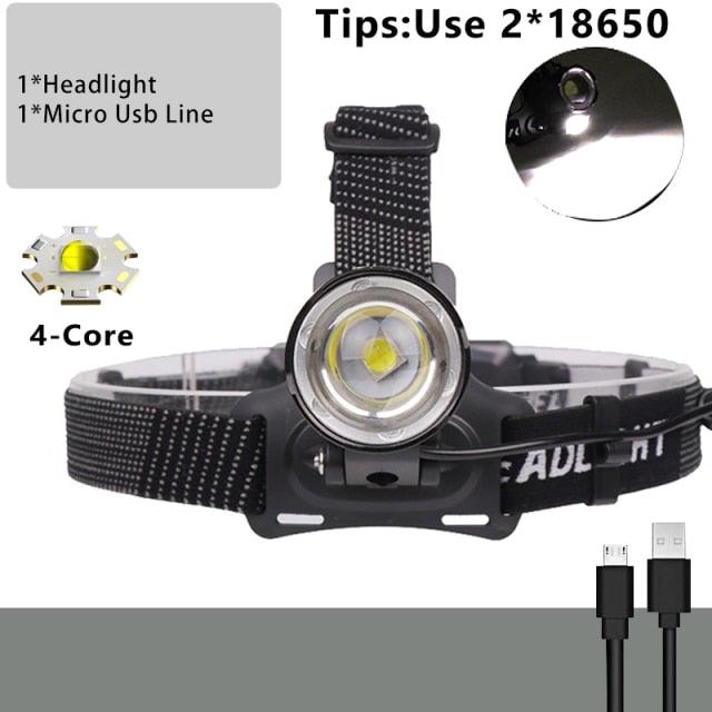 Newest Waterproof XHP199 16-Core Super Bright Powerful Lantern Headlamp XHP110 LED USB Flashlight XHP50 Headlight Rechargeable 18650 Zoom Torch Light