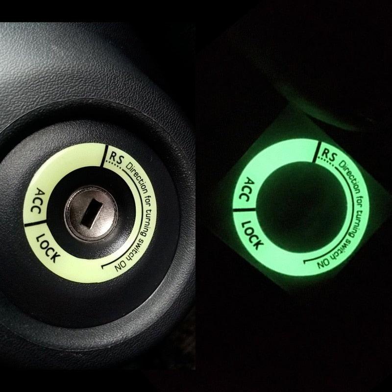 Night Luminous Car Ignition Start Stop Button Fluorescent Circle Luminous Ring Cover Start Stop Button Luminous Start Stop Button Ring Cover Trim Universal Ignition Key Ring Stickers Auto Motorcycle 3D Decals Decoration Fluorescent Circle Auto Interior