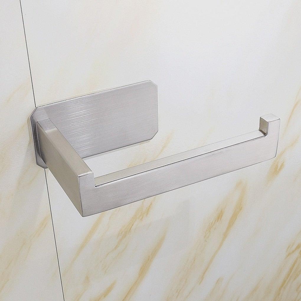 No-Drill Self Adhesive Toilet Paper Holder Stainless Steel Bathroom Kitchen Roll Paper Accessory Tissue Towel Rack Metal Holders Toilet Tissue Roll Holders Dispenser And Hangers Wall Mounted For Bathroom Kitchen Stainless Steel Modern Square Style