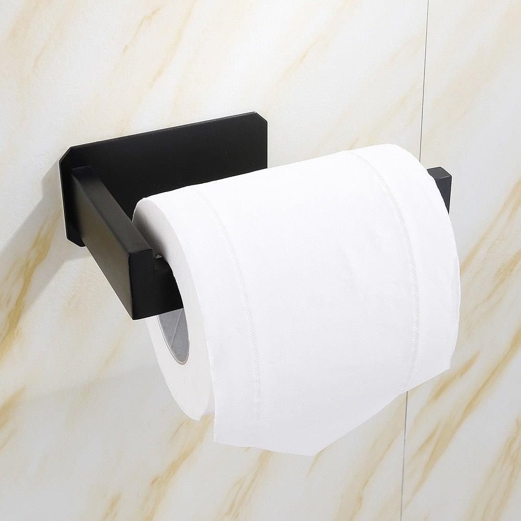 No-Drill Self Adhesive Toilet Paper Holder Stainless Steel Bathroom Kitchen Roll Paper Accessory Tissue Towel Rack Metal Holders Toilet Tissue Roll Holders Dispenser And Hangers Wall Mounted For Bathroom Kitchen Stainless Steel Modern Square Style