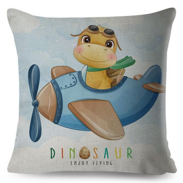 Nordic Style Pillow Cover Cute Cartoon Animal Drive Dinosaur Car Polyester Cotton Cushion Cover For Sofa Home Kids Room Throw Pillow Case Cover Dinosaur Cartoon Gray Soft Pillow Case For Decorative Bedroom Livingroom Sofa Farm House Cushion Covers