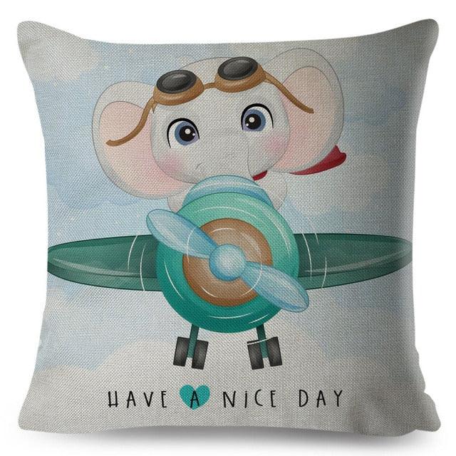 Nordic Style Pillow Cover Cute Cartoon Animal Drive Dinosaur Car Polyester Cotton Cushion Cover For Sofa Home Kids Room Throw Pillow Case Cover Dinosaur Cartoon Gray Soft Pillow Case For Decorative Bedroom Livingroom Sofa Farm House Cushion Covers