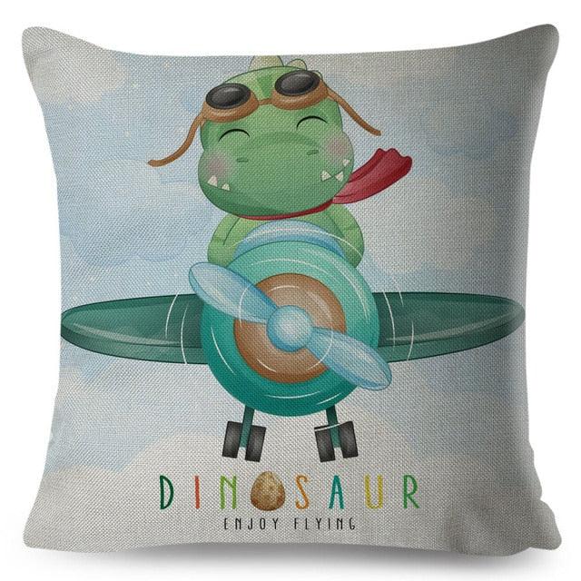 Nordic Style Pillow Cover Cute Cartoon Animal Drive Dinosaur Car Polyester Cotton Cushion Cover For Sofa Home Kids Room Throw Pillow Case Cover Dinosaur Cartoon Gray Soft Pillow Case For Decorative Bedroom Livingroom Sofa Farm House Cushion Covers