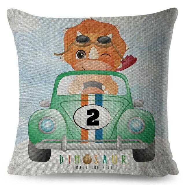 Nordic Style Pillow Cover Cute Cartoon Animal Drive Dinosaur Car Polyester Cotton Cushion Cover For Sofa Home Kids Room Throw Pillow Case Cover Dinosaur Cartoon Gray Soft Pillow Case For Decorative Bedroom Livingroom Sofa Farm House Cushion Covers