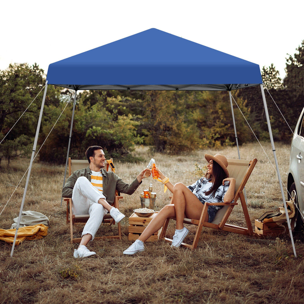 10 x 10 Feet Outdoor Instant Pop-up Canopy with Carrying Bag-Blue by DirectDeals