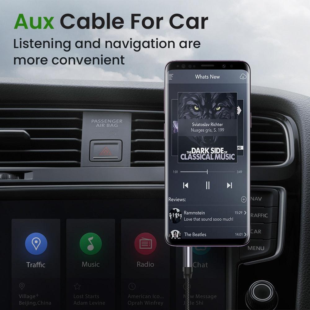 Nylon Braid 4 Poles 3.5MM Audio Aux Cable Jack For Headphone Speaker Line Car PC Mp3 Mp4