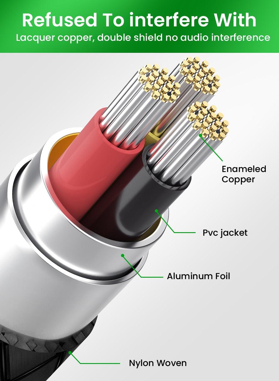 Nylon Braid 4 Poles 3.5MM Audio Aux Cable Jack For Headphone Speaker Line Car PC Mp3 Mp4