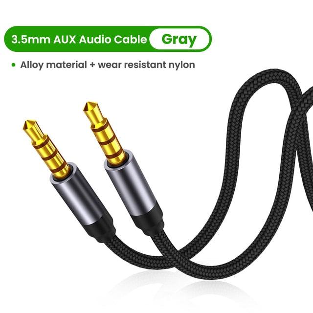 Nylon Braid 4 Poles 3.5MM Audio Aux Cable Jack For Headphone Speaker Line Car PC Mp3 Mp4