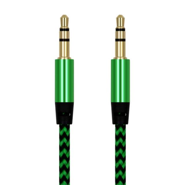 Nylon Braided 1m 3.5 mm Aux Audio Cable Jack For Mobile Car Headphones Speakers
