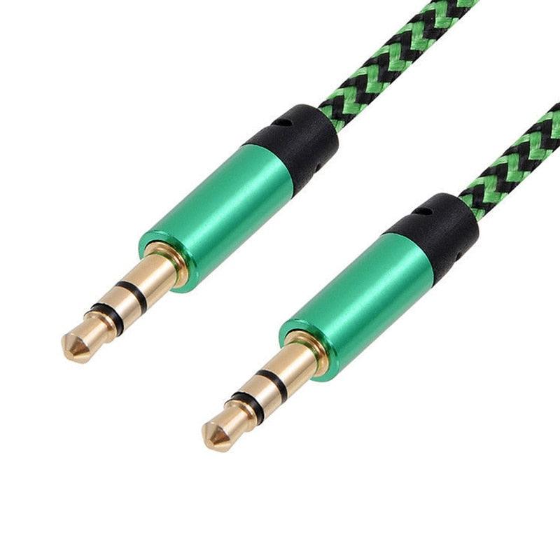 Nylon Braided 1m 3.5 mm Aux Audio Cable Jack For Mobile Car Headphones Speakers