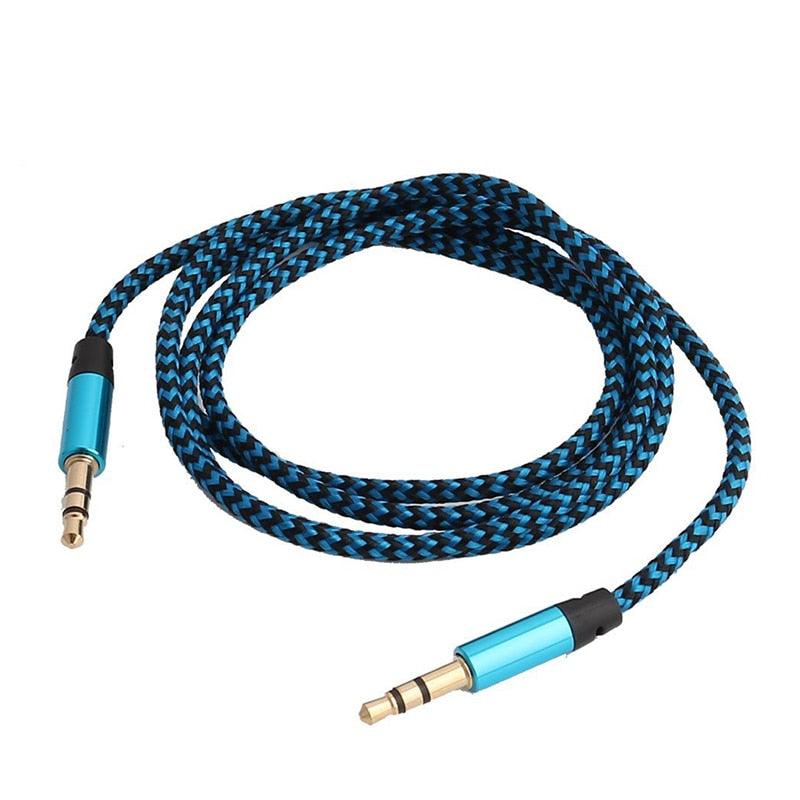 Nylon Braided 1m 3.5 mm Aux Audio Cable Jack For Mobile Car Headphones Speakers