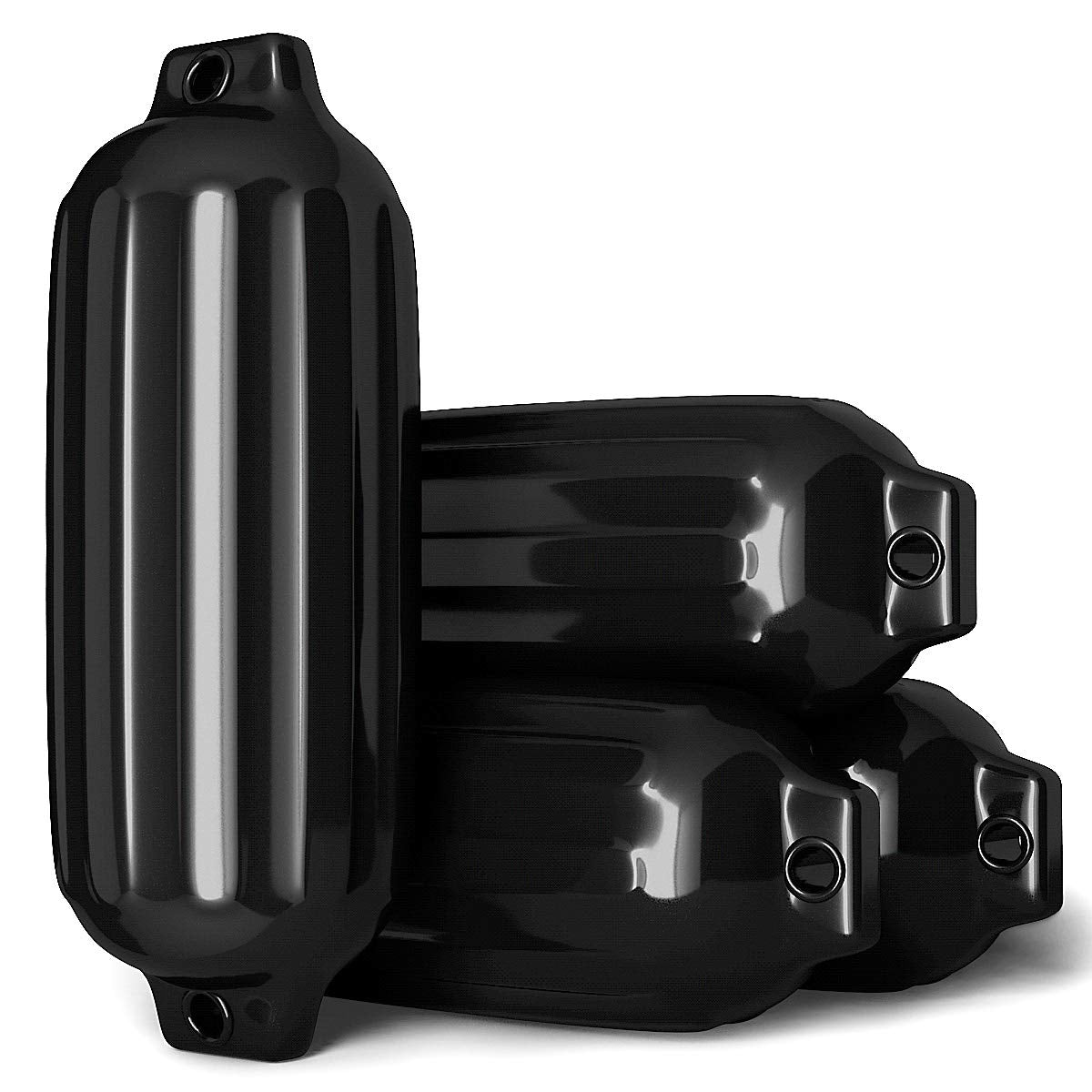 4 Ribbed Marine 8.5" x 27" Boat Fender Vinyl Bumper-Black