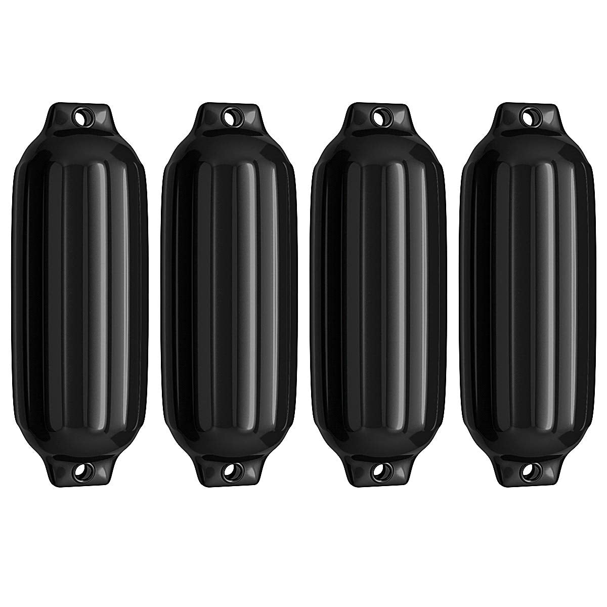4 Ribbed Marine 8.5" x 27" Boat Fender Vinyl Bumper-Black