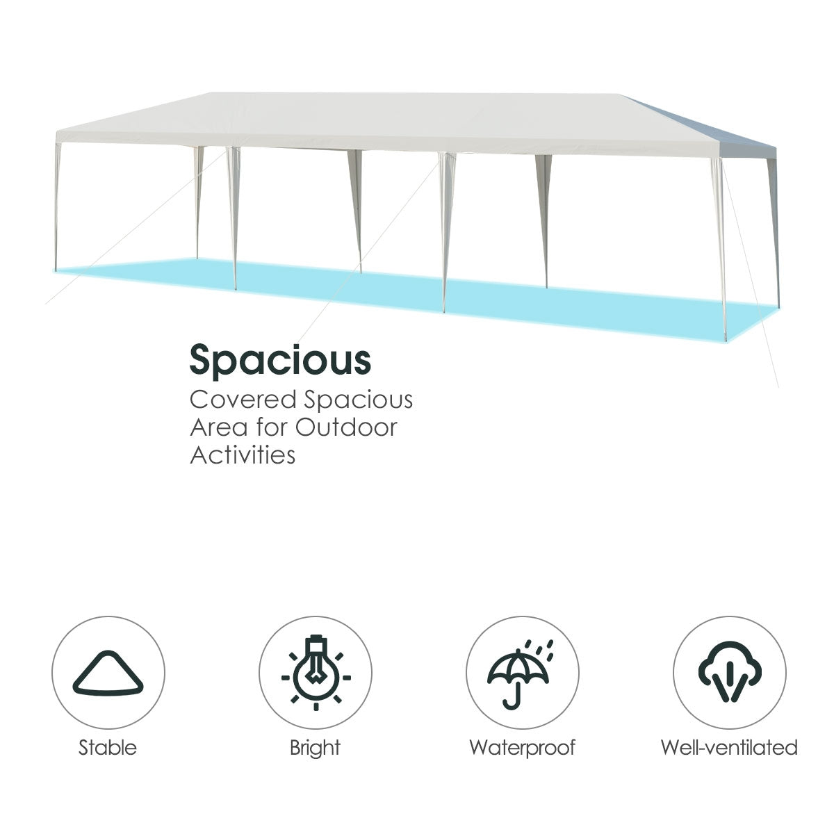 10 x 30 Feet Gazebo Canopy Tent with Connection Stakes and Wind Ropes by DirectDeals