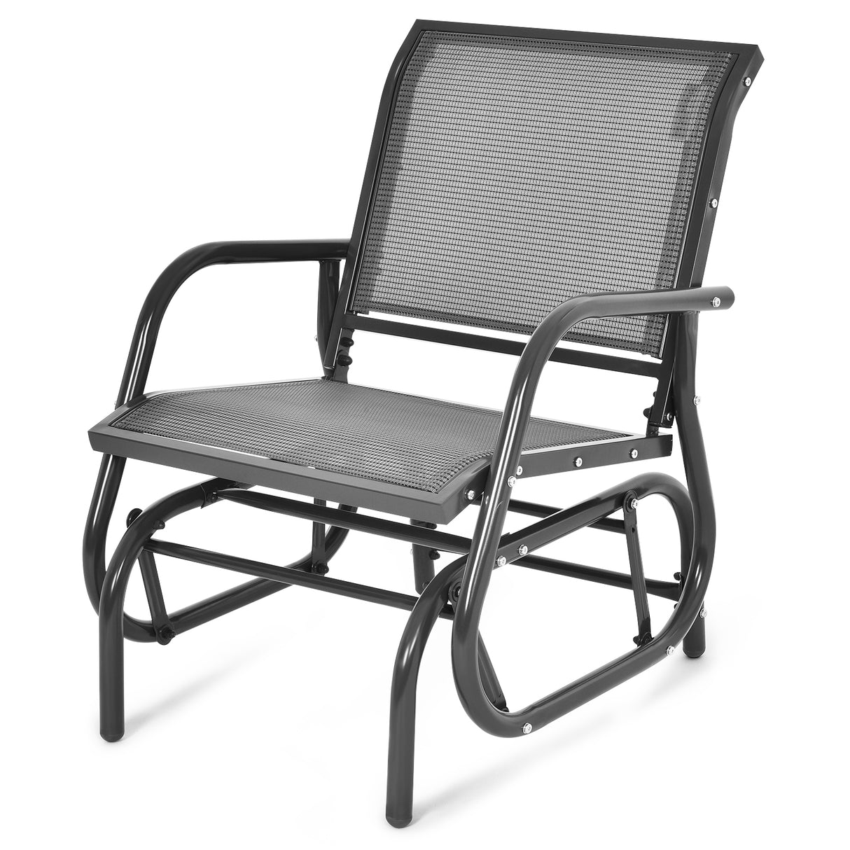 Outdoor Single Swing Glider Rocking Chair with Armrest-Brown