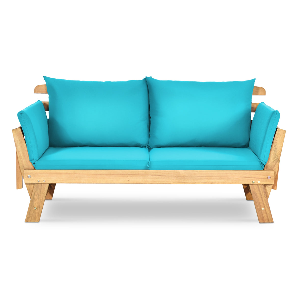 Adjustable Patio Convertible Sofa with Thick Cushion-Turquoise