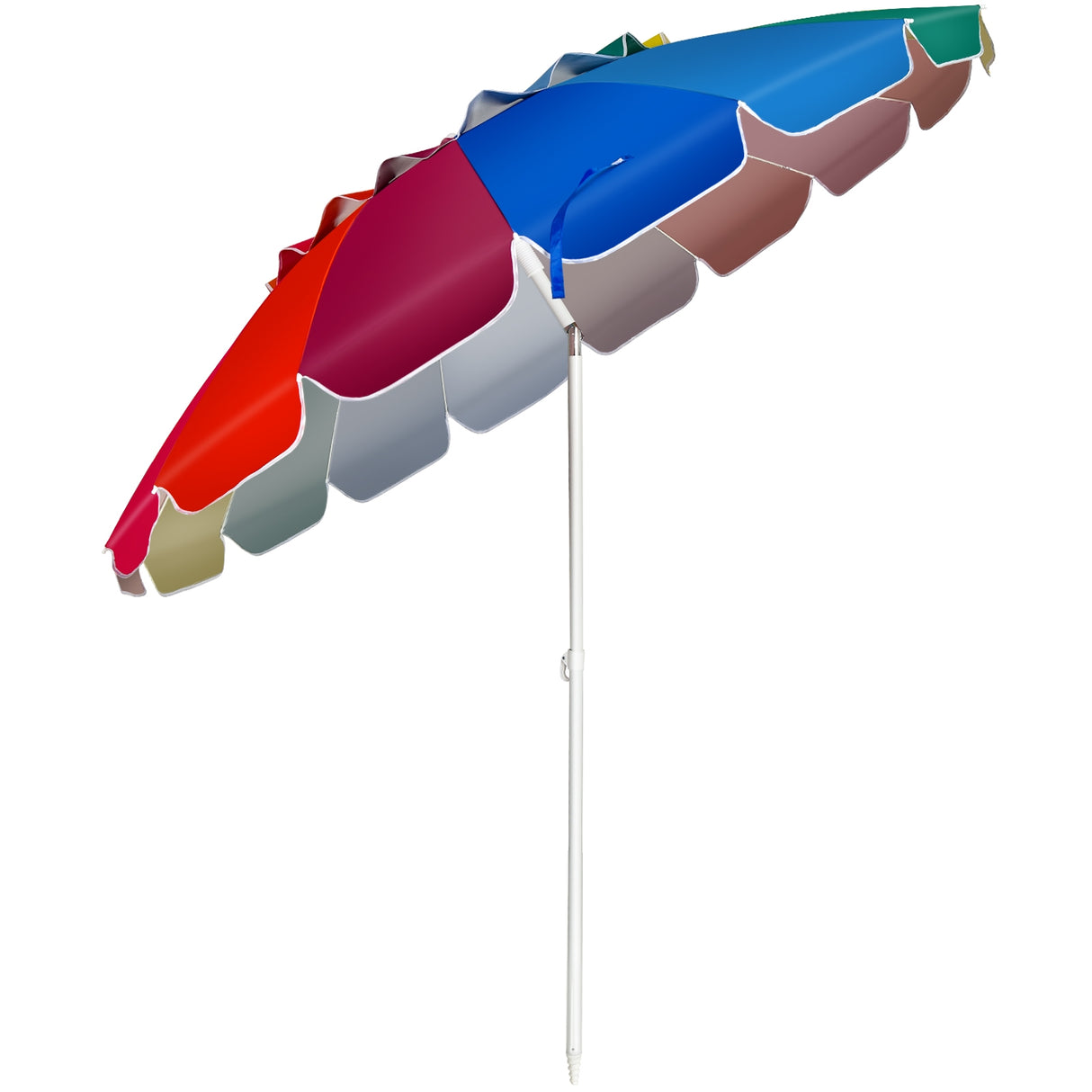 8FT Portable Beach Umbrella with Sand Anchor and Tilt Mechanism for Garden and Patio-Blue