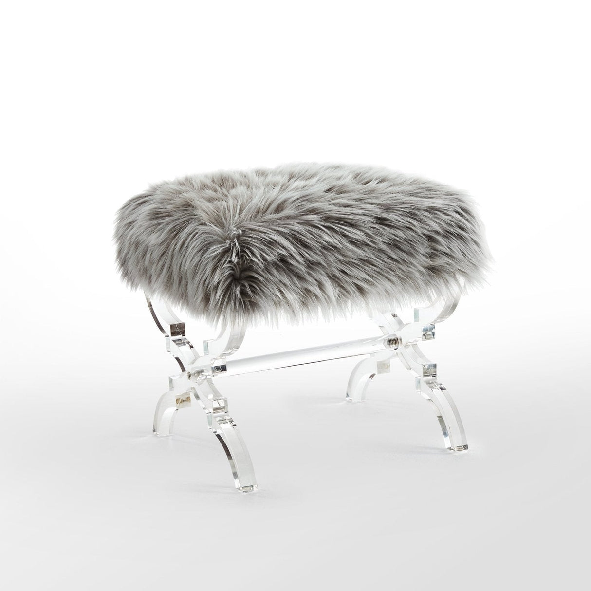 Giselle Faux Fur X-Leg Ottoman
