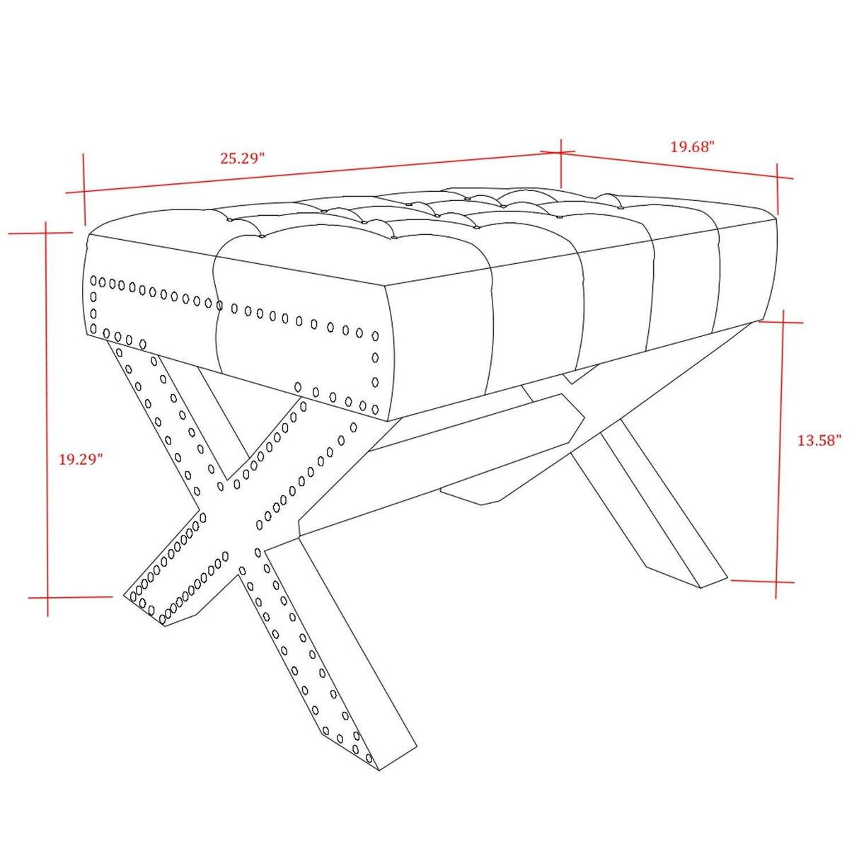 Louis Linen X-Leg Ottoman