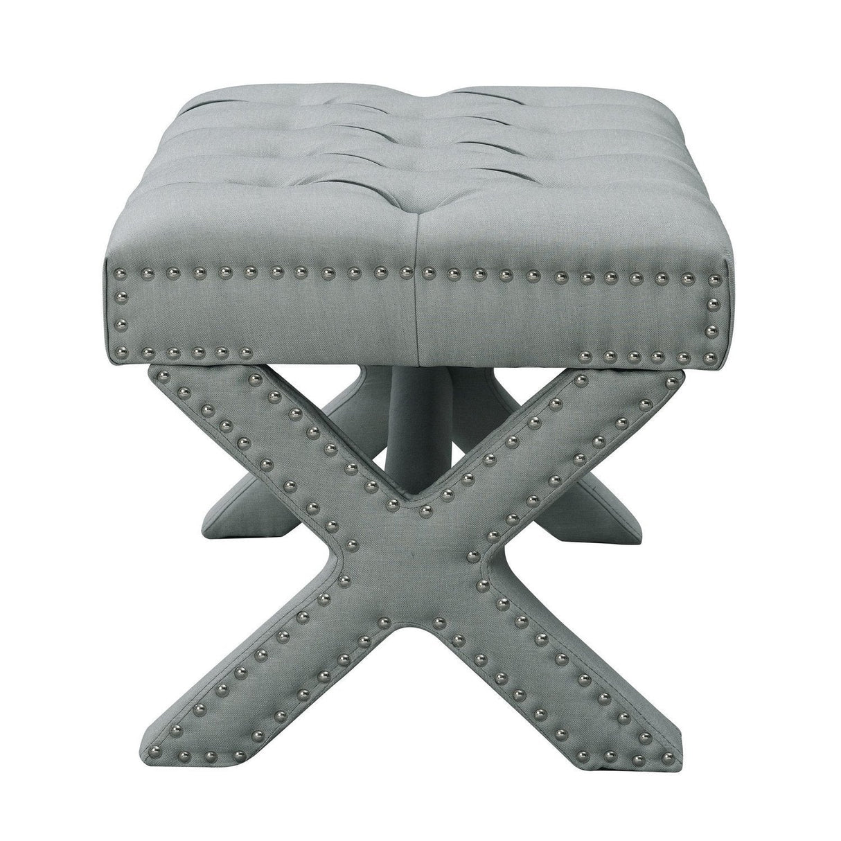 Louis Linen X-Leg Ottoman