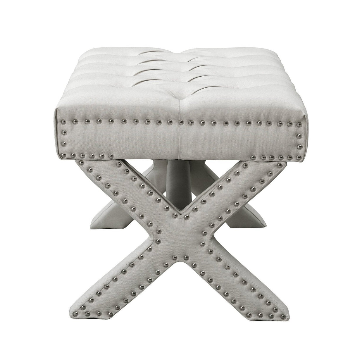 Louis Linen X-Leg Ottoman