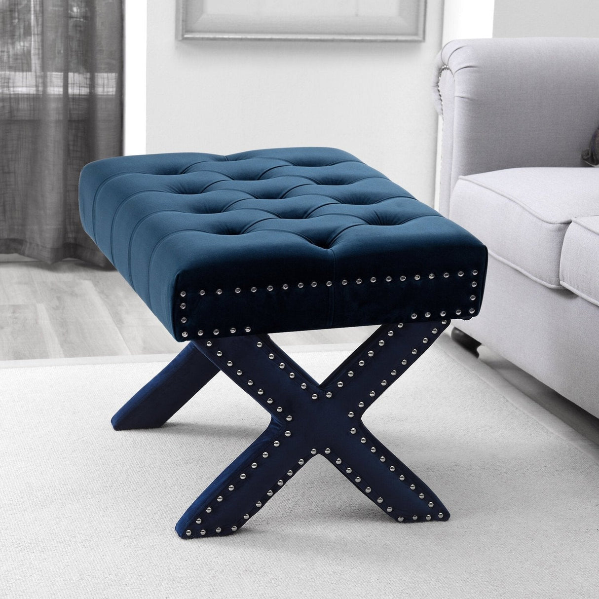 Louis Velvet X-Leg Ottoman