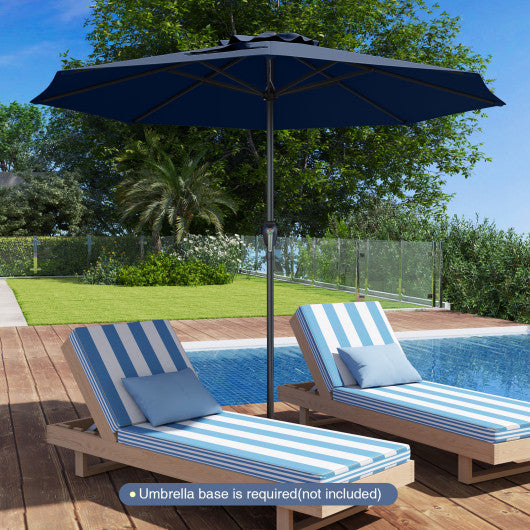 Outdoor Heavy Duty Market Umbrella with Crank Handle and 8 Sturdy Ribs-Navy