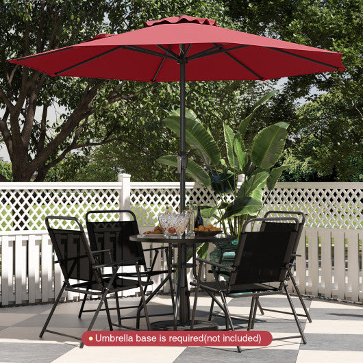 Outdoor Heavy Duty Market Umbrella with Crank Handle and 8 Sturdy Ribs-Red