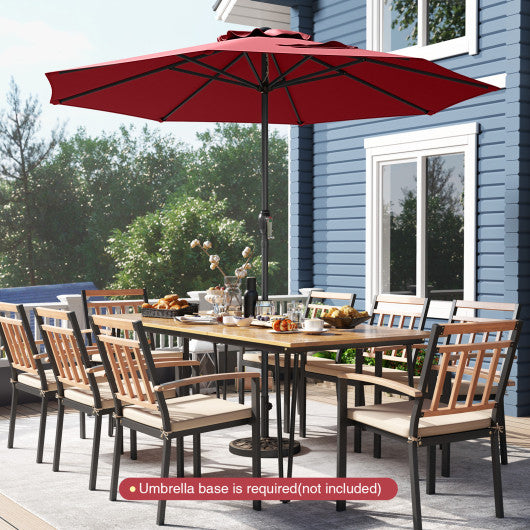 Outdoor Heavy Duty Market Umbrella with Crank Handle and 8 Sturdy Ribs-Red