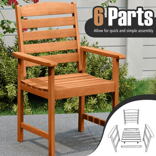Patio Chairs Set of 2 with Inclined Backrests and Slatted Seats
