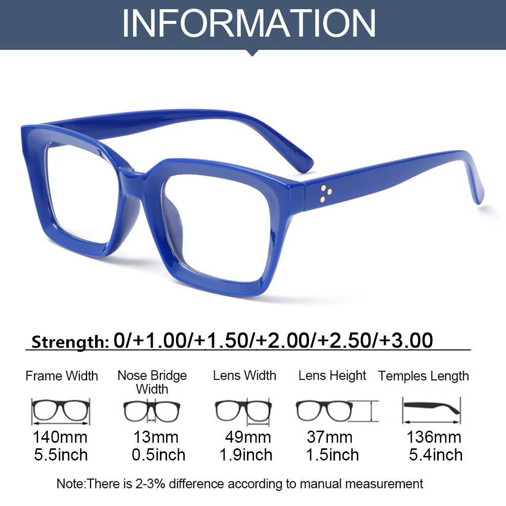 Oversized Square Reading Glasses For Men Women Portable Large Frame High Definition Computer Gaming Eyeglasses Eye Protection Eyewear Diopter 0~+ 3.00