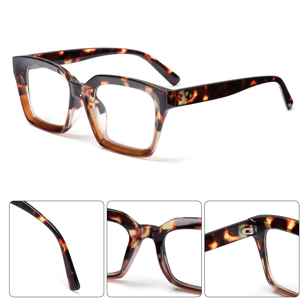 Oversized Square Reading Glasses For Men Women Portable Large Frame High Definition Computer Gaming Eyeglasses Eye Protection Eyewear Diopter 0~+ 3.00