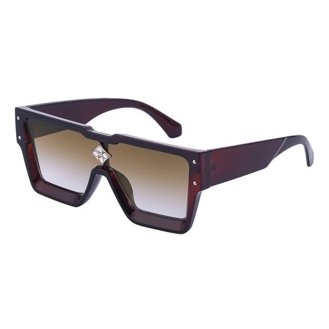 Oversized Square Shape Sunglasses For Women & Men New Luxury Design Sun Glasses For Female New Fashionable Large Frame Silver Mirror Eyewear