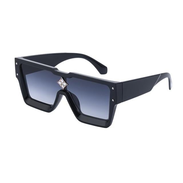 Oversized Square Shape Sunglasses For Women & Men New Luxury Design Sun Glasses For Female New Fashionable Large Frame Silver Mirror Eyewear