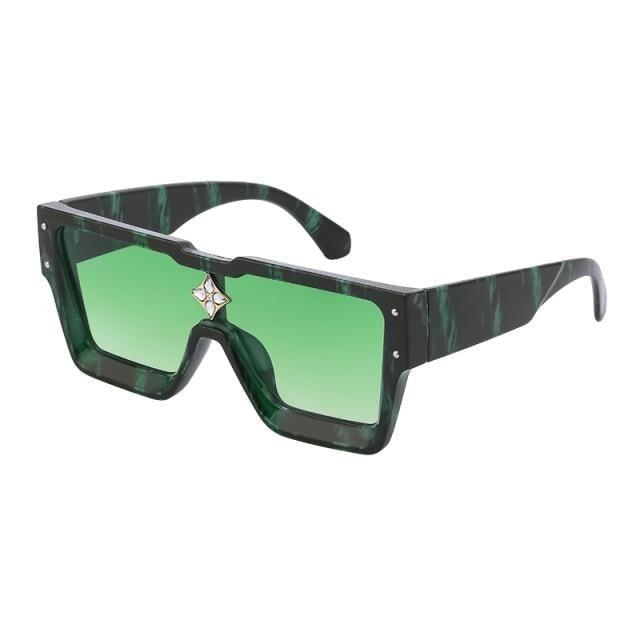 Oversized Square Shape Sunglasses For Women & Men New Luxury Design Sun Glasses For Female New Fashionable Large Frame Silver Mirror Eyewear