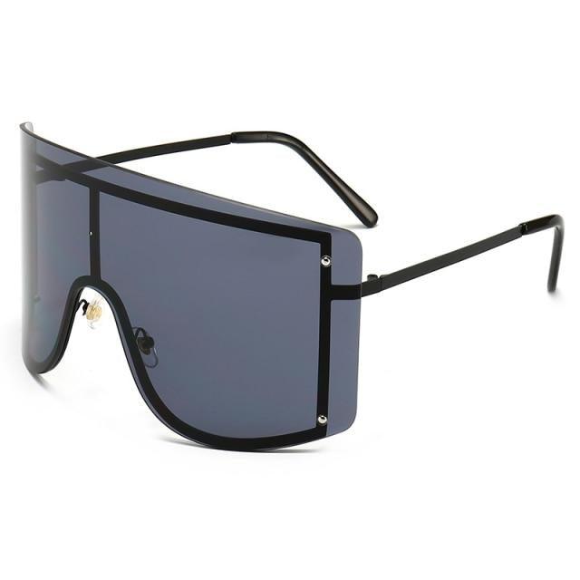 Oversized Women Blue & Yellow Gradient Sunglasses Fashionable Rimless In Metal For Female New Shades Personality Eyewear