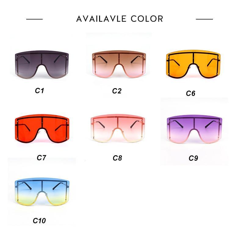Oversized Women Blue & Yellow Gradient Sunglasses Fashionable Rimless In Metal For Female New Shades Personality Eyewear