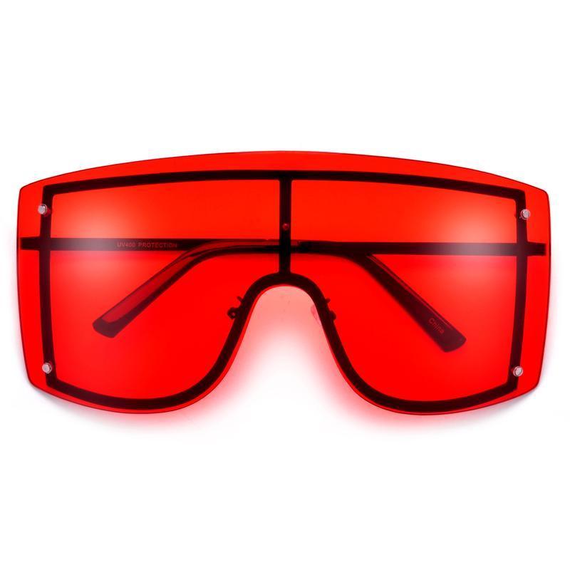 Oversized Women Blue & Yellow Gradient Sunglasses Fashionable Rimless In Metal For Female New Shades Personality Eyewear