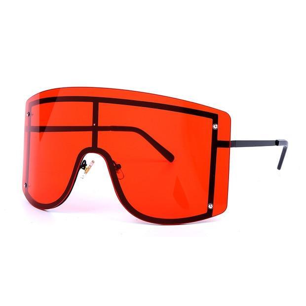 Oversized Women Blue & Yellow Gradient Sunglasses Fashionable Rimless In Metal For Female New Shades Personality Eyewear