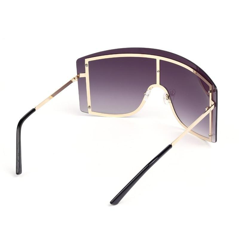 Oversized Women Blue & Yellow Gradient Sunglasses Fashionable Rimless In Metal For Female New Shades Personality Eyewear