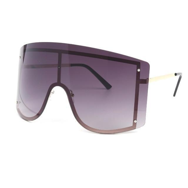 Oversized Women Blue & Yellow Gradient Sunglasses Fashionable Rimless In Metal For Female New Shades Personality Eyewear