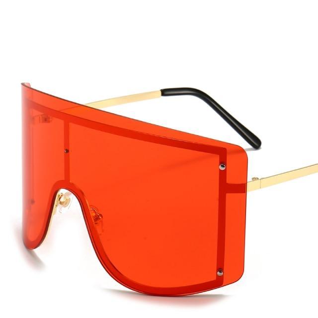 Oversized Women Blue & Yellow Gradient Sunglasses Fashionable Rimless In Metal For Female New Shades Personality Eyewear