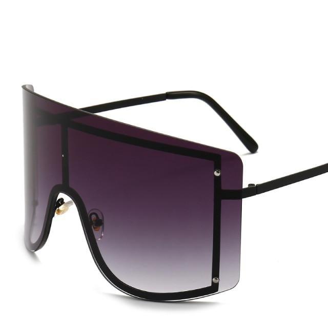 Oversized Women Blue & Yellow Gradient Sunglasses Fashionable Rimless In Metal For Female New Shades Personality Eyewear