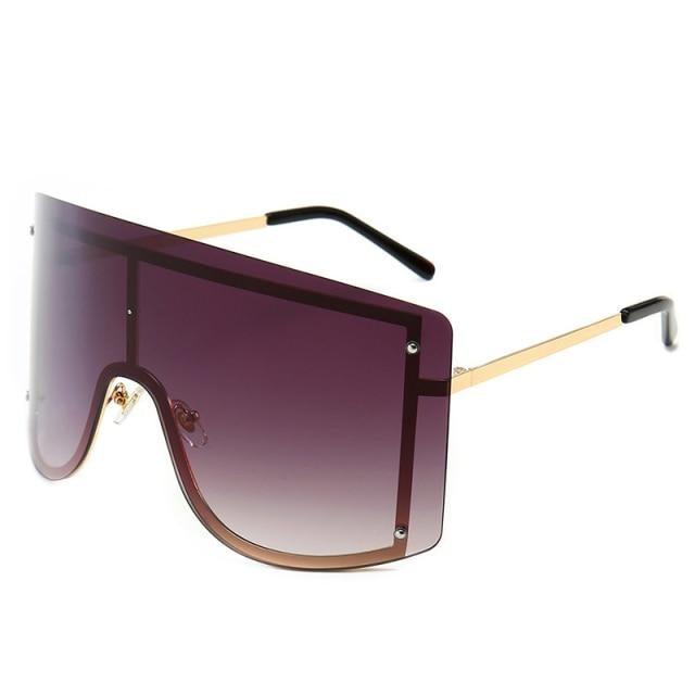 Oversized Women Blue & Yellow Gradient Sunglasses Fashionable Rimless In Metal For Female New Shades Personality Eyewear