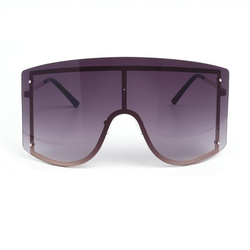 Oversized Women Blue & Yellow Gradient Sunglasses Fashionable Rimless In Metal For Female New Shades Personality Eyewear