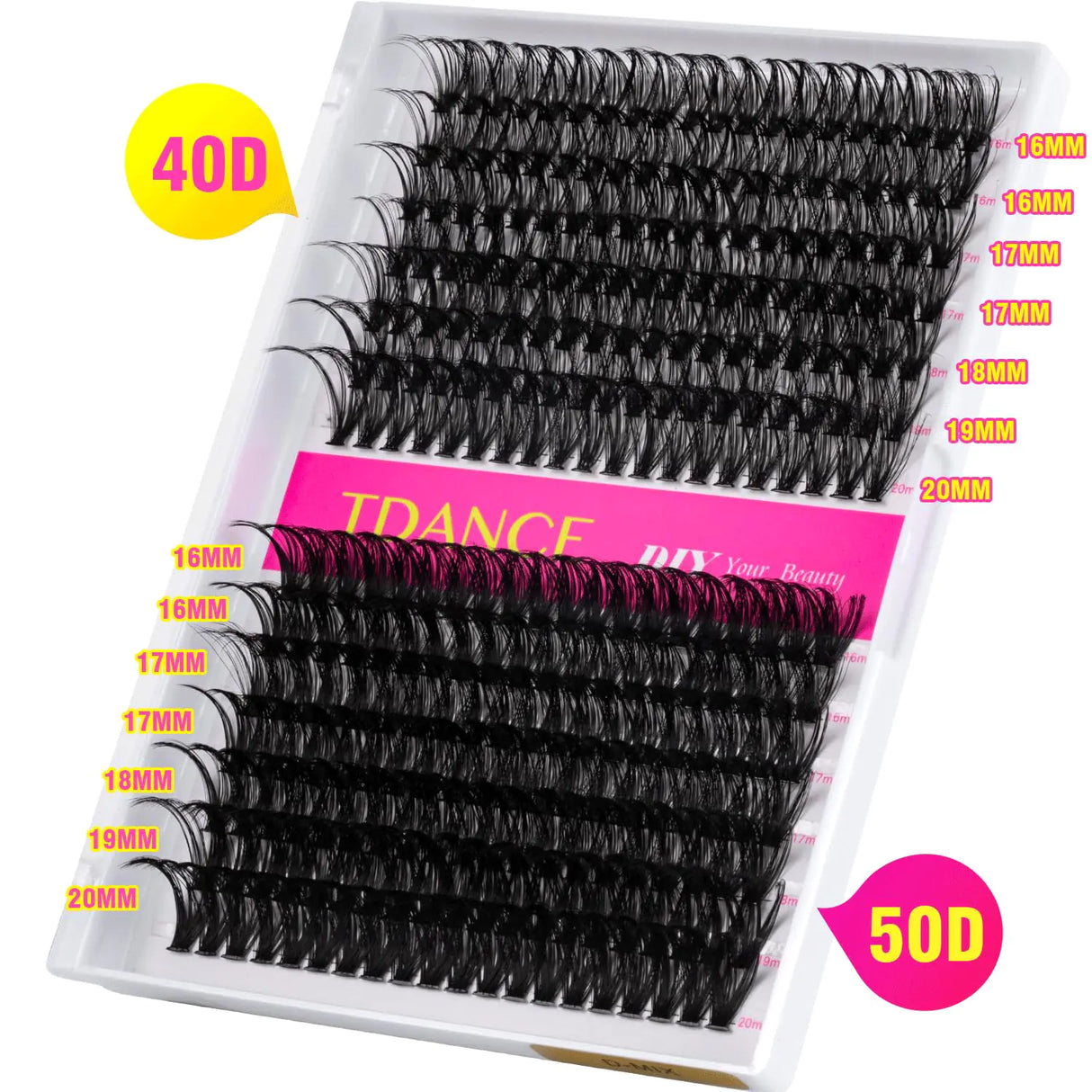 TDANCE Lash Clusters DIY Eyelash Extensions 280 Pcs 40D+50D Cluster Lashes C D Curl Individual Lashes Cluster Reusable Soft & Comfortable DIY Lash Extensions at Home(40D+50D,C Curl,16-20mm) 40D+50D-Long-C
