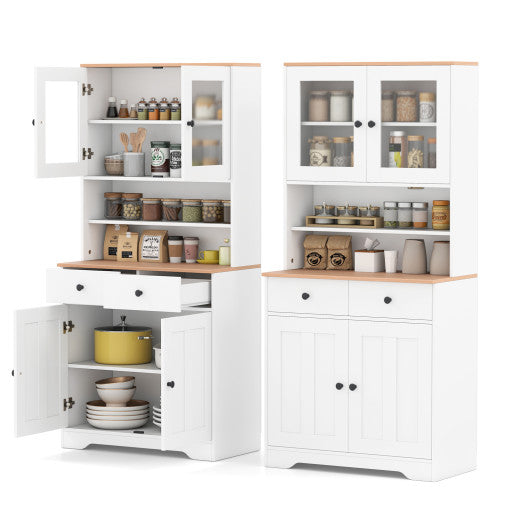 Pantry Cabinet with 2 Removable Shelves-White